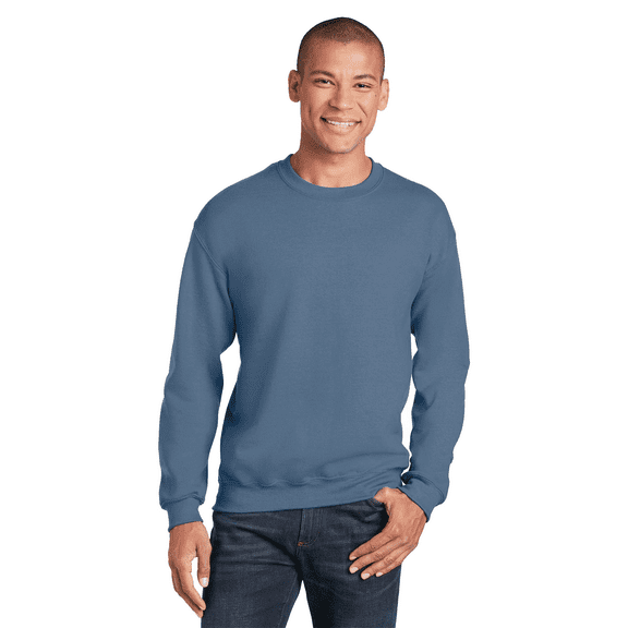 Gildan Long Sleeve Men's Sweatshirt, Durable Heavy Blend Casual Crewneck Sweatshirt, Indigo Blue, M