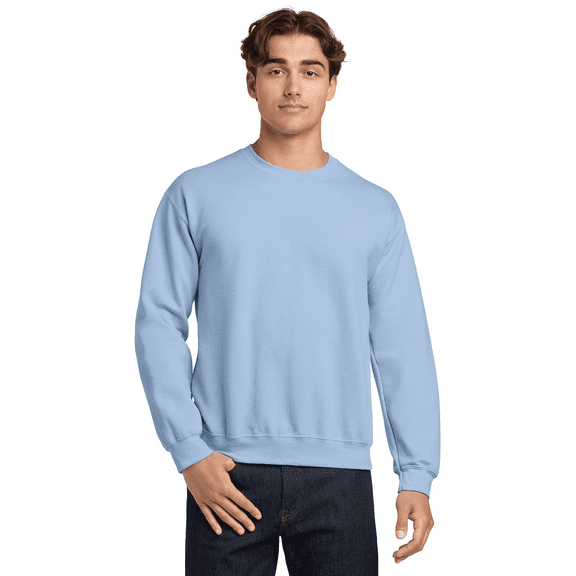 Gildan Long Sleeve Men's Sweatshirt, Durable Heavy Blend Casual Crewneck Sweatshirt, Light Blue, XL