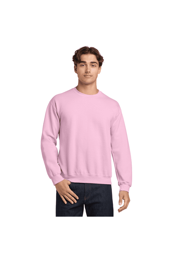 Long Sleeve Men's Sweatshirt, Durable Heavy Blend Casual Crewneck Sweatshirt, Light Pink, 3XL