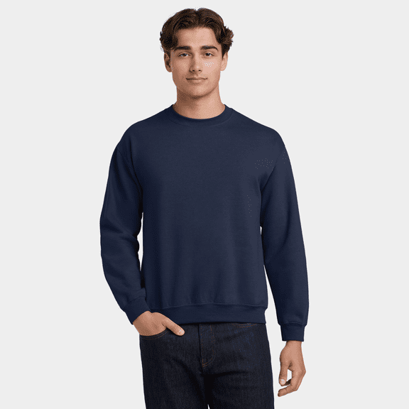 Gildan Long Sleeve Men's Sweatshirt, Durable Heavy Blend Casual Crewneck Sweatshirt, Navy, L