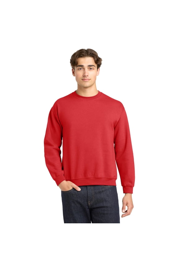 Long Sleeve Men's Sweatshirt, Durable Heavy Blend Casual Crewneck Sweatshirt, Red, 2XL