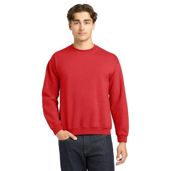 Gildan Long Sleeve Men's Sweatshirt, Durable Heavy Blend Casual Crewneck Sweatshirt, Red, L