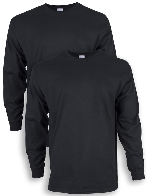 Long Sleeve Round Neck Plain Cotton, T-Shirt 2-Pack (Unisex)
