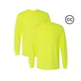 thumbnail image 1 of Long Sleeve Safety Shirts, Hi Vis Work Shirts | 50-Cotton / 50-Polyester Safety Green Tee for Men, Pack of 2, L Size, 1 of 8