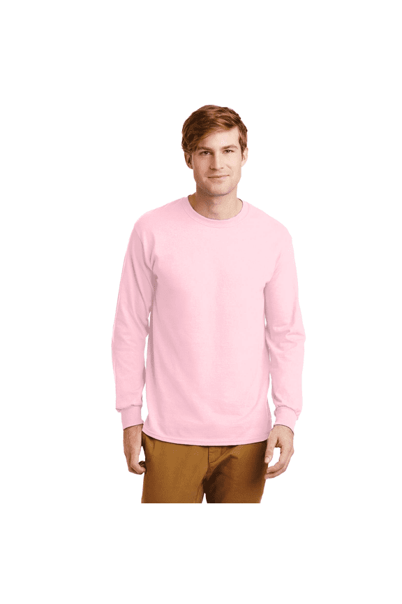 Long Sleeve T-Shirt for Adult Men Crew Neck Ultra Cotton Casual Tee comfort and durability Light Pink Color 6 oz 100% Cotton Classic fit Long Shirt, Size-XL