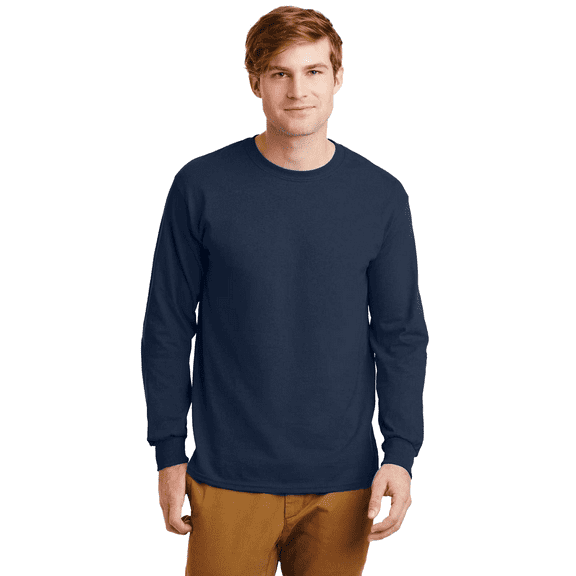 Gildan Long Sleeve T-Shirt for Adult Men Crew Neck Ultra Cotton Casual Tee comfort and durability Navy Color 6 oz 100% Cotton Classic fit Long Shirt, Size-XL