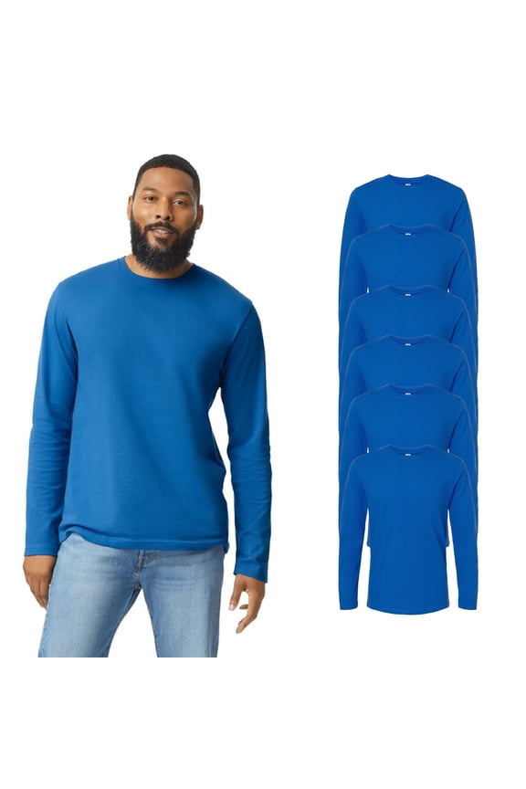 Long Sleeve T-Shirt | Crew Neck Adult Long tee for Men comfort and durability Royal Color 4.5 oz 100% Ring-Spun Cotton Long Shirt, 6 Pack Size-S