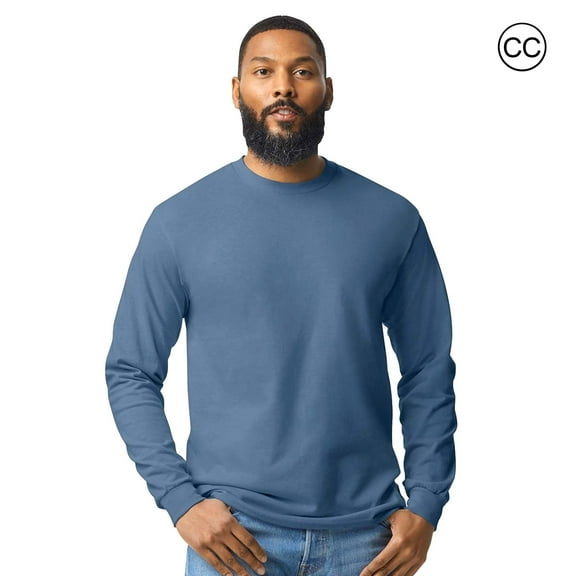 Gildan Long Sleeve T-Shirt for Men, Arts & Crafts, 100% Heavy Cotton Comfortable Tee, Indigo Blue, 3XL