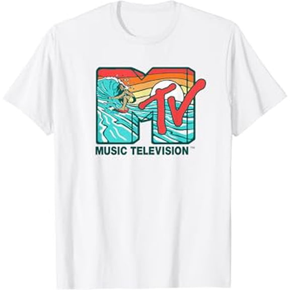 Gildan Mademark X Mtv - Mtv Catch A Wave Mtv Surfer Logo Retro Graphic Hot Trending T-Shirt Unisex S To 5Xl