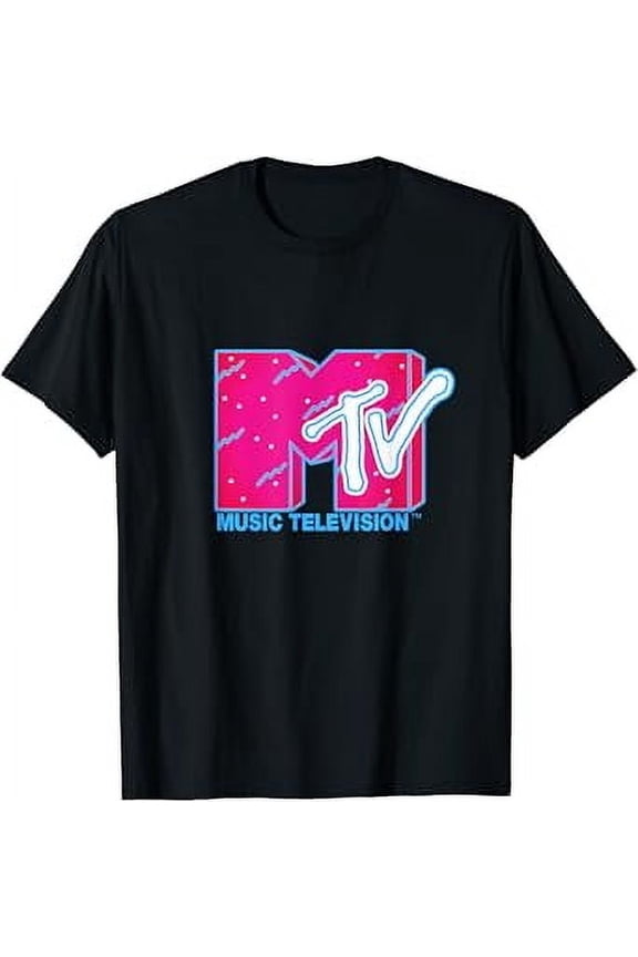 Mademark X Mtv - The Official Mtv Logo In Pink Red With Light Blue Flashes Hot Trending T-Shirt Unisex S To 5Xl