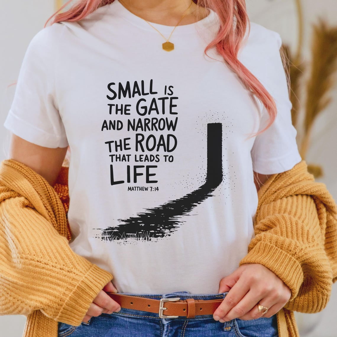 Gildan Matthew 7:14 Christian Shirt, Narrow Path Bible Verse Tee With ...