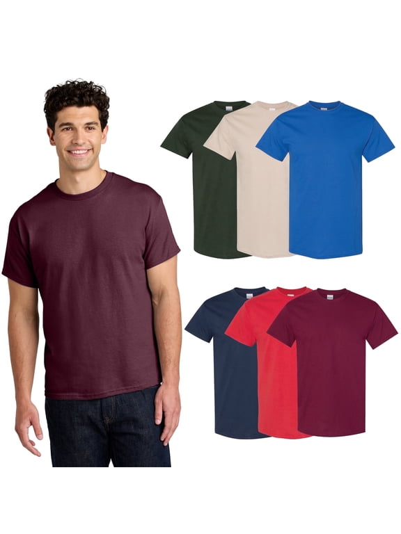Men Assorted Short Sleeve T-Shirt, Heavy Cotton, 6 Pack Size-XL, Crew Neck Tee Mix Color Bulk