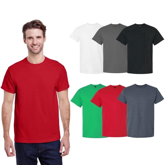 Gildan Men Assorted Short Sleeve T-Shirt, Ultra Cotton, 6 Pack Size-XL, Crew Neck Tee Mix Color Bulk