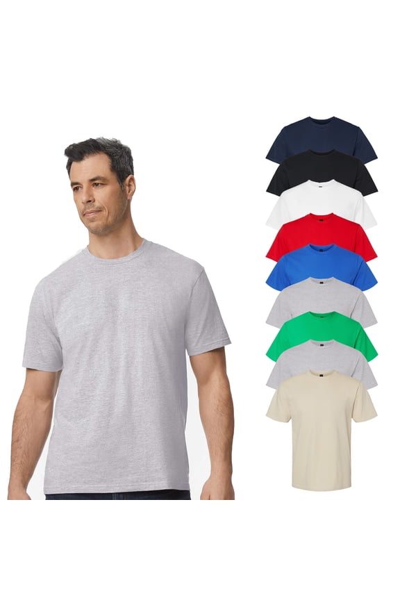 Men Classic Fit T-Shirt, Softstyle Midweight Assorted Tee, Short Sleeve, 9 Pack Mix Bulk, M