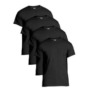 Gildan Men Cotton Short Sleeve Black Crew T-Shirt, 4-Pack, Large