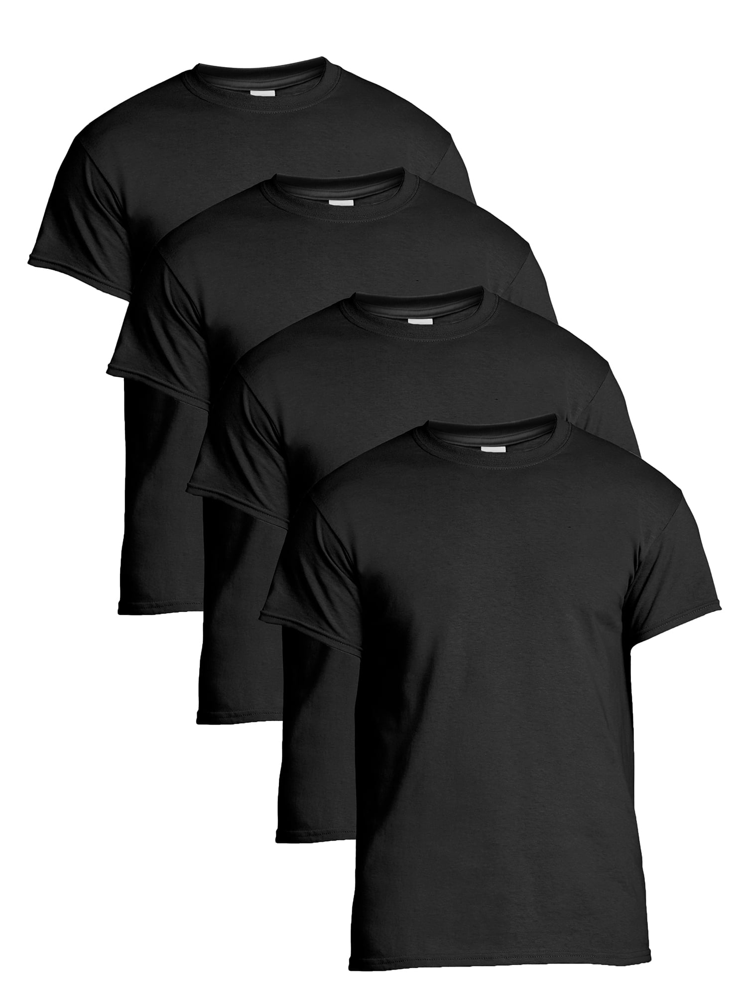 Gildan Men's Cotton Short Sleeve Black Crew Tee, 4-Pack, Xlarge