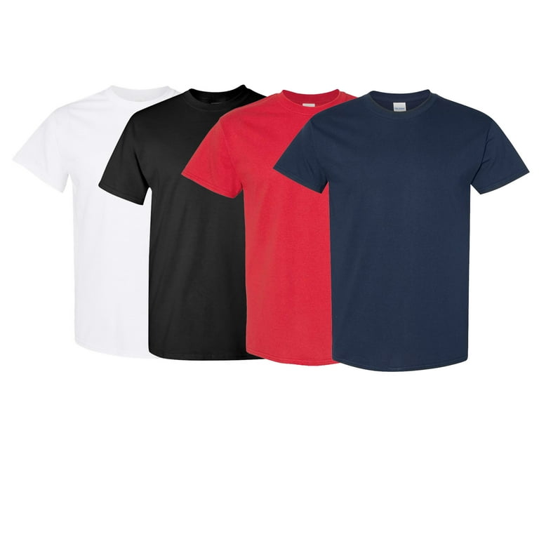 Gildan Men Cotton Short Sleeve Black Crew T-Shirt, 4-Pack 