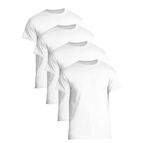 Gildan Men Cotton Short Sleeve White Crew T-Shirt, 4-Pack, Medium