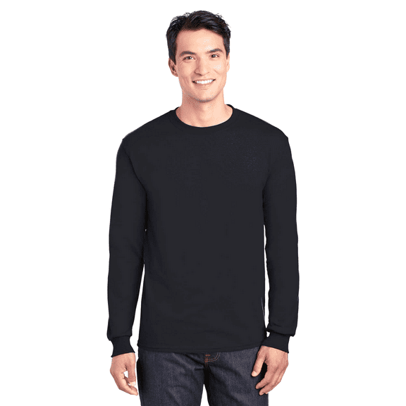 Gildan Men DryBlend 50/50 Long Sleeve T-Shirt, Moisture-Wicking Crew Neck Tee, Black, 3XL