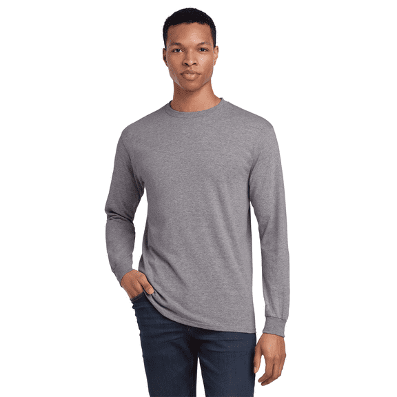 Gildan Men DryBlend 50/50 Long Sleeve T-Shirt, Moisture-Wicking Crew Neck Tee, Graphite Heather, L