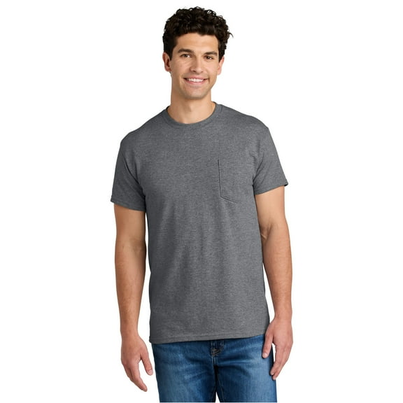 Gildan Men DryBlend Crewneck Pocket T-Shirt, Short Sleeve Classic Fit Tee, Graphite Heather, XL
