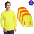 thumbnail image 1 of Gildan Men DryBlend Long Sleeve T-Shirt, Hi Vis Safety Green and Safety Orange Work Tee, 6-Pack, M, 1 of 5