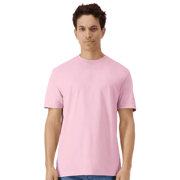 Gildan Men Light Cotton T-Shirt, Adult Crewneck Tee, 100% cotton Light Pink Shirt, XL