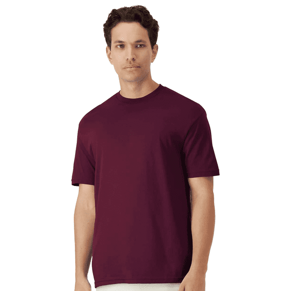 Gildan Men Light Cotton T-Shirt, Adult Crewneck Tee, 100% cotton Maroon Shirt, S