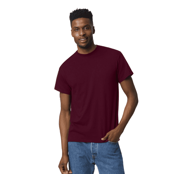 Gildan Men Light Cotton T-Shirt, Adult Crewneck Tee, 100% cotton Maroon Shirt, XL