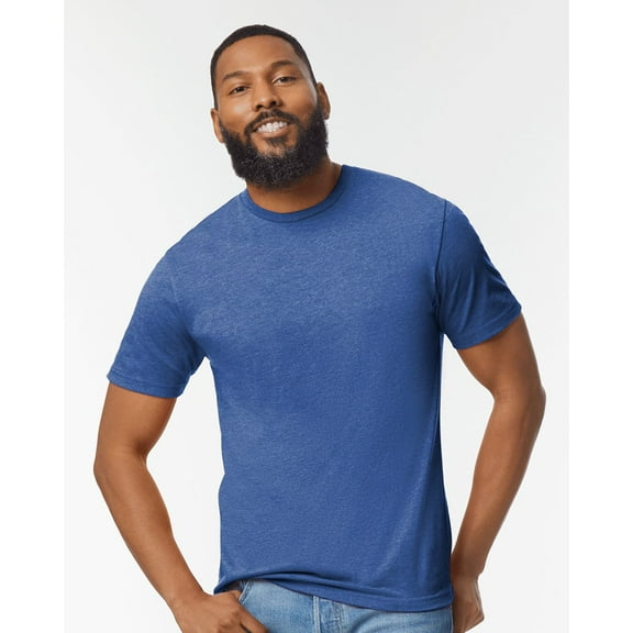 Gildan Men Lightweight T-Shirt, Softstyle Short Sleeve Crafting Tee - Heather Blue, Sizes S-3XL, 65/35 Poly/Cotton