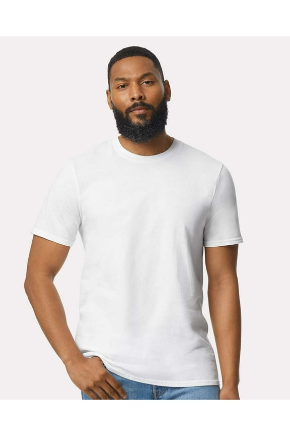 Men Lightweight T-Shirt, Softstyle Short Sleeve Crafting Tee - White, Sizes S-3XL, 100 Cotton