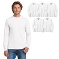 thumbnail image 1 of Gildan Men Long Sleeve Crewneck T-Shirt, Heavy Cotton Classic Fit 5 Pack Bulk White Tee, M, 1 of 7