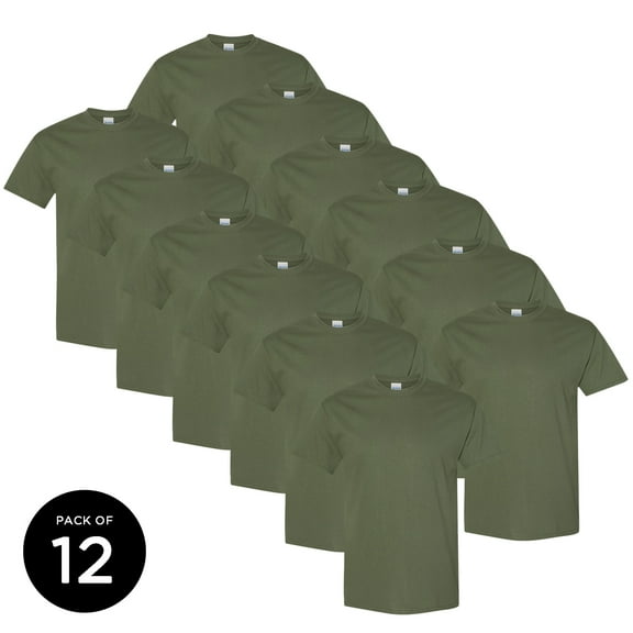 Men Gildan Shirts Militarygreen Color - Single Shirt OR Pack of 6 OR Pack of 12 - S M L XL 2XL 3XL Basic Top Tee Dad Gifts For Men