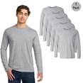thumbnail image 1 of Gildan Men Softstyle Long Sleeve T-Shirt, Crewneck Cotton and Poly Blend Sport Grey Tee, 5-Pack, S, 1 of 5