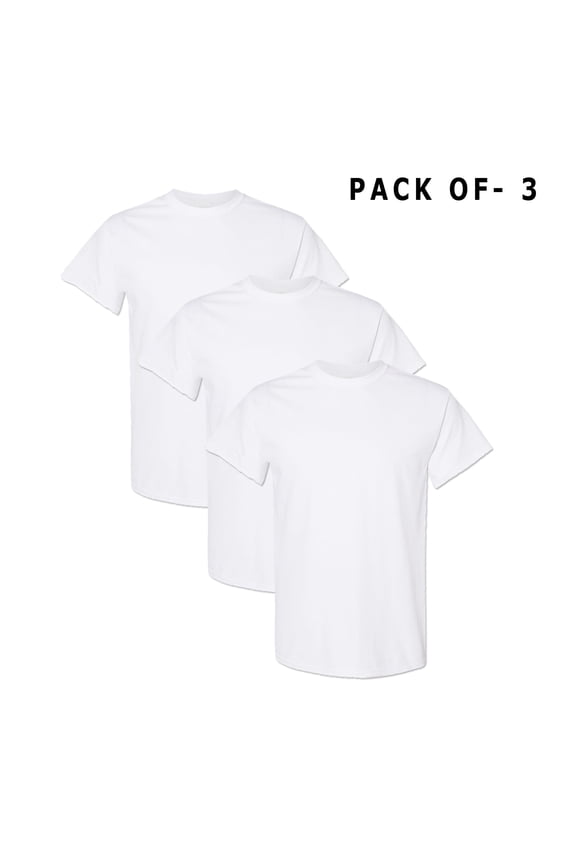 Men T-Shirts - White Short Sleeve Tee | 5.3 oz., 100% Heavy Cotton, Crew Neck Tees | Bulk Pack of 3, Size: XL