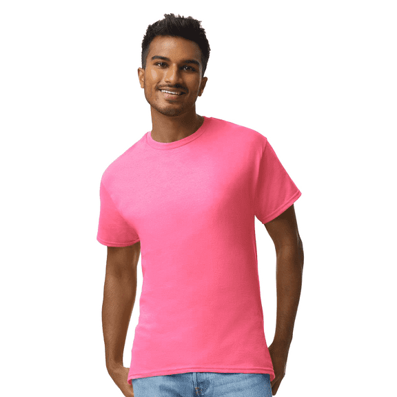 Gildan Men Ultra Cotton Hi Vis T-Shirt, Short Sleeve Crew Neck, Classic Work Tee, Safety Pink, XL