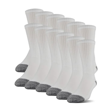 Gildan Men's Adult Half Cushion Terry Foot Bed Crew Casual Socks, OS One Size, 12-Pack
