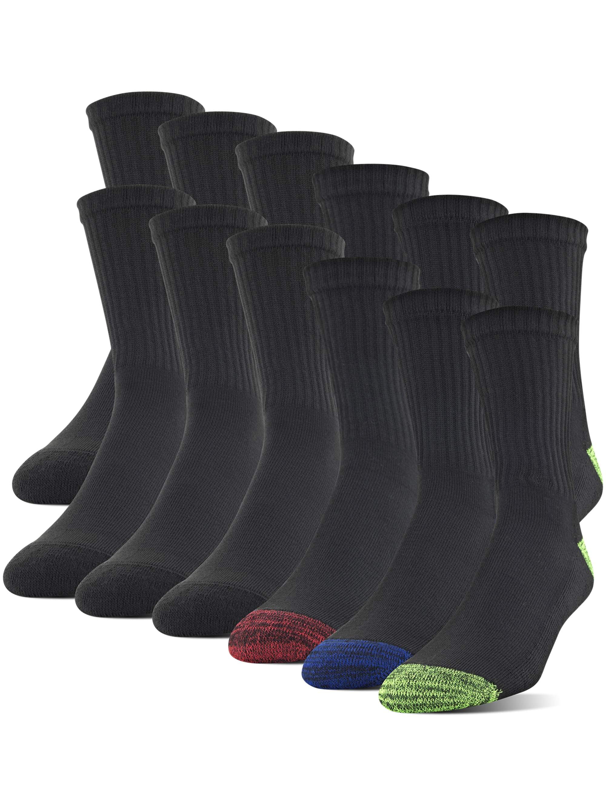 Gildan Men's Adult Half Cushion Terry Foot Bed Mid-Crew Casual Socks, OS One Size 12-Pack