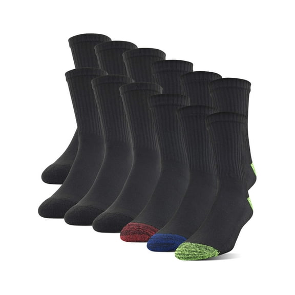 Gildan Men's Adult Half Cushion Terry Foot Bed Mid-Crew Casual Socks, OS One Size 12-Pack