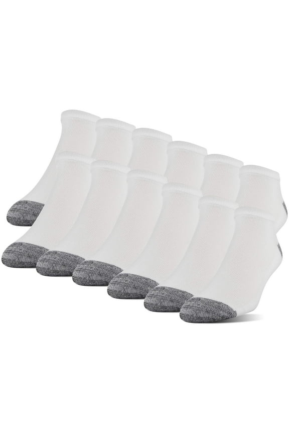 Men's Adult Half Cushion Terry Foot Bed No Show Casual Socks, OS One Size, 12-Pack