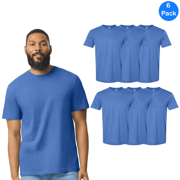 Gildan Men’s CVC T-Shirt, Comfortable Fit, Cotton Polyester Blend, Royal Mist Short Sleeve Tee, 6 Pack, Sizes S-3XL