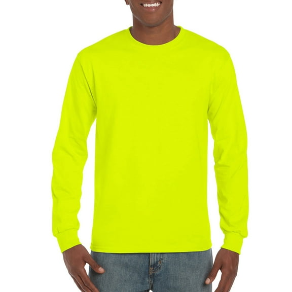 Gildan Men's Classic Long Sleeve Crew Neck Neon T-Shirt