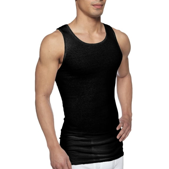 Gildan Men's Cotton Ribbed Black and Grey A-Shirt, 4-Pack