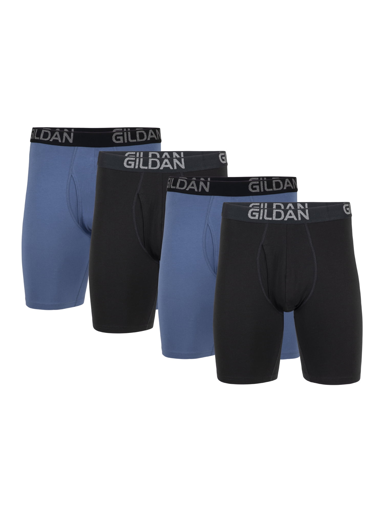 Gildan Men's Cotton Stretch Long Leg Boxer Briefs, 4-Pack, 8.5 Inseam,  Sizes S-2XL