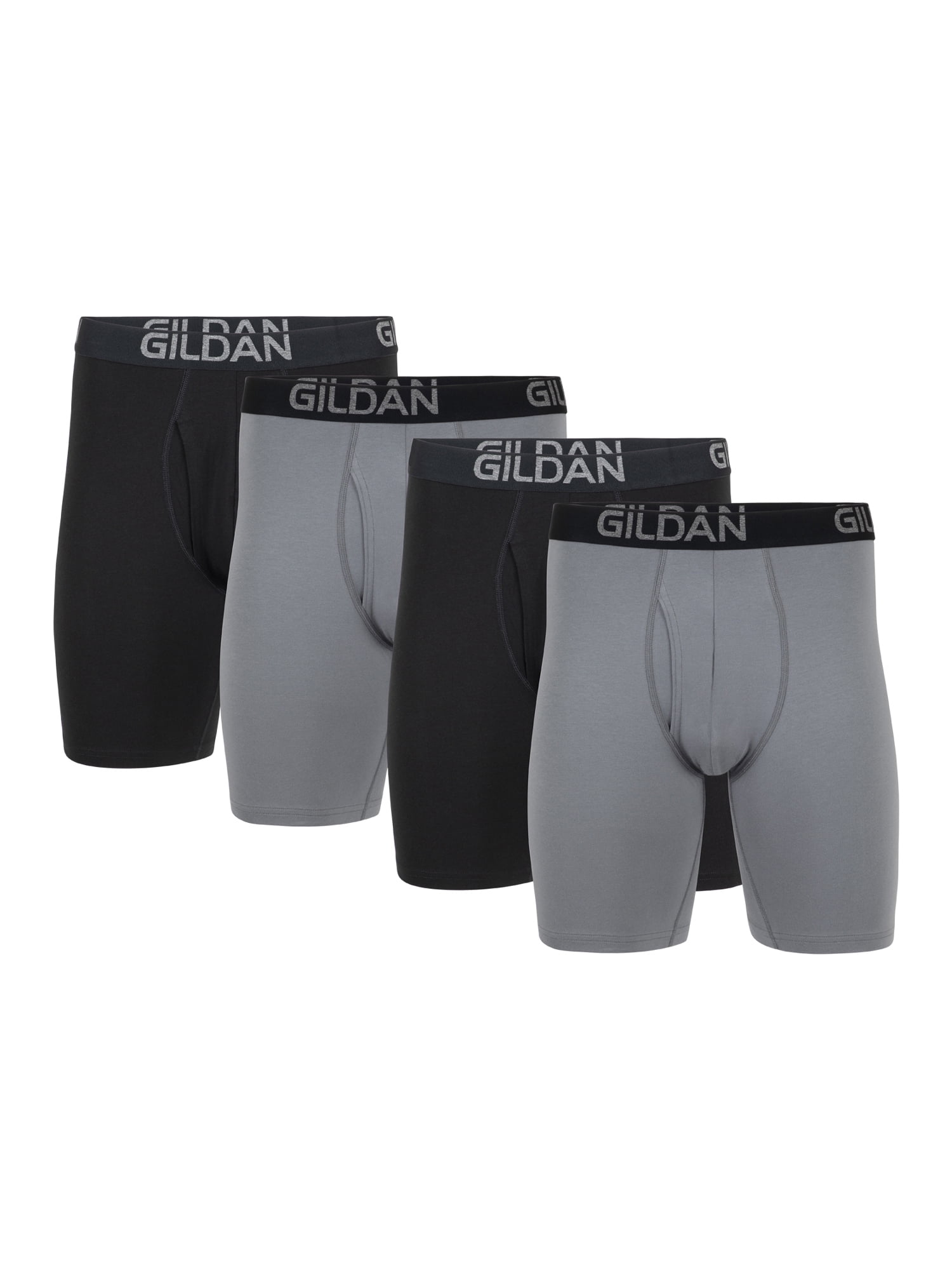 Gildan Men's Cotton Stretch Long Leg Boxer Briefs, 4-Pack, 8.5 Inseam,  Sizes S-2XL 