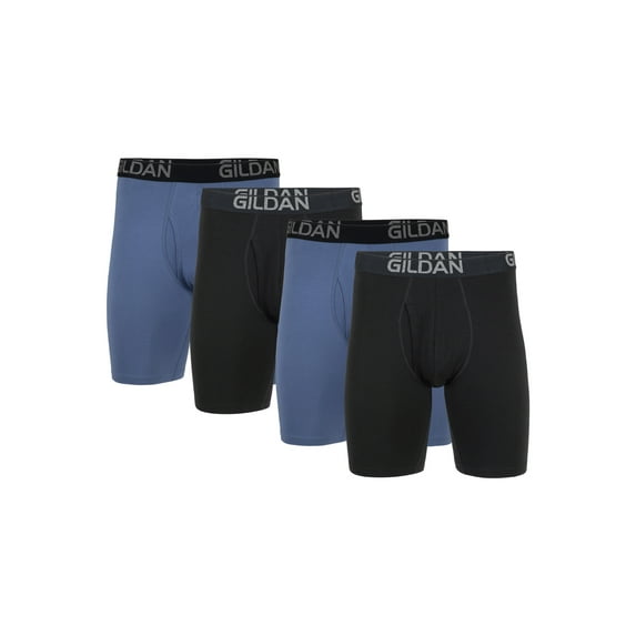 Gildan Men's Cotton Stretch Long Leg Boxer Briefs, 4-Pack, 8.5" Inseam