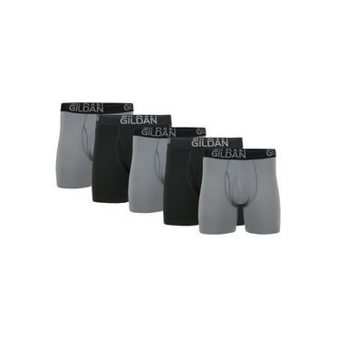 Gildan Men's Cotton Stretch Regular Leg Boxer Briefs, 5-Pack, Sizes S-2XL, 6" Inseam