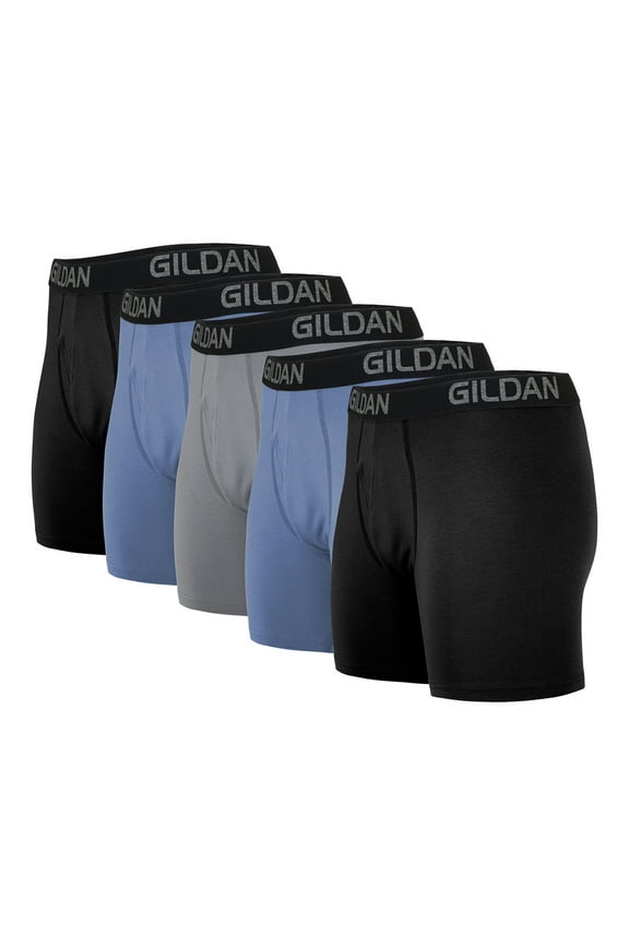 Men's Cotton Stretch Regular Leg Boxer Briefs, 5-Pack, Sizes S-2XL, 6" Inseam