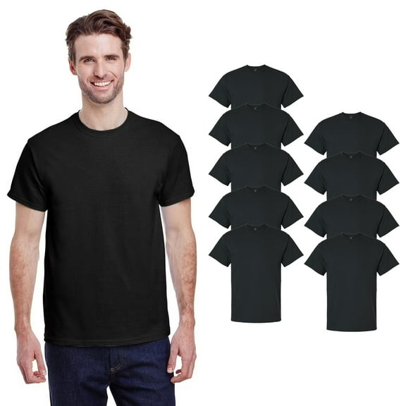 Gildan Men's Cotton T-Shirt, Short Sleeve Crew Neck Lightweight Tee, Black, 9 Pack, Bulk, Size S-5XL