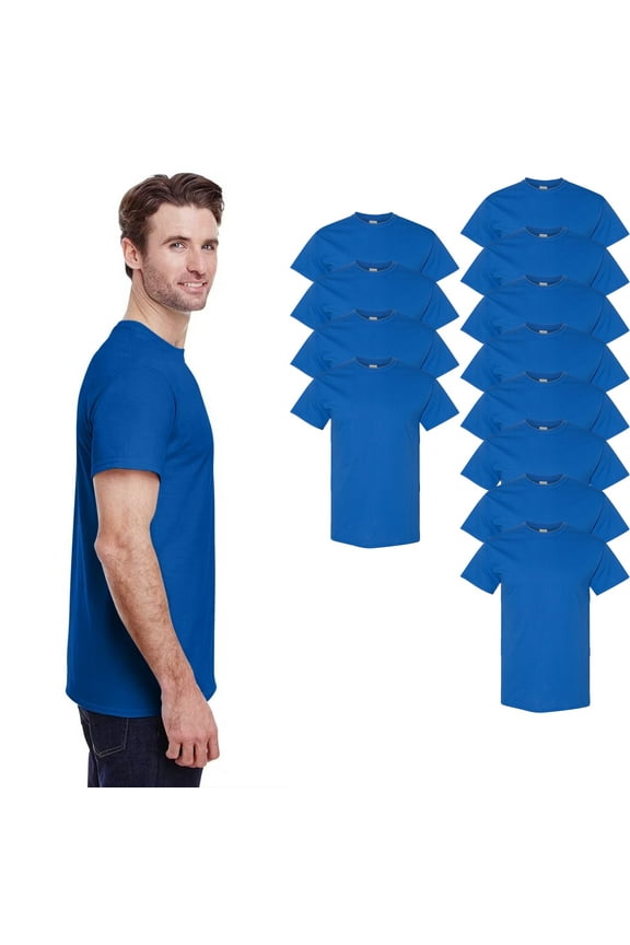 Men's Cotton T-Shirt, Short Sleeve Crew Neck Tee, Bulk Royal Color 12-Pack, Sizes S-5XL